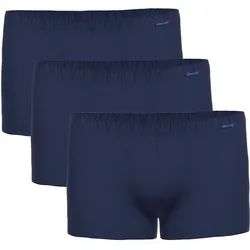 AMMANN Herren Boxershorts 3er Pack - Retro Short Cotton & More, Ton-in-Ton Streifen, Baumwollmischung Dunkelblau / 3XL