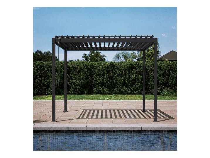 Mirador Pergola 80S Pavillon Terrassenüberdachung Anthrazit, BxTxH: 200x300x240 cm, (Packung), Stahl Anthrazit verstellbares Lamellendach