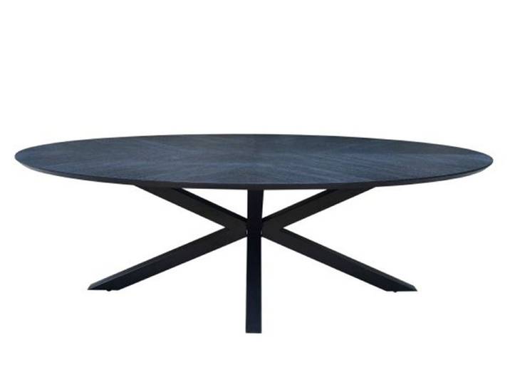 Sitheim® Esstisch FORT oval Fischgrätmuster Massiver Esstisch schwarz Eichenholz (2-St)