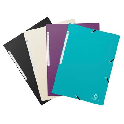 Exacompta 55730E 24x Sammelmappe A4, 3 Klappen, Gummizugverschluss, Recycling-PP, TitanFarben sortiert