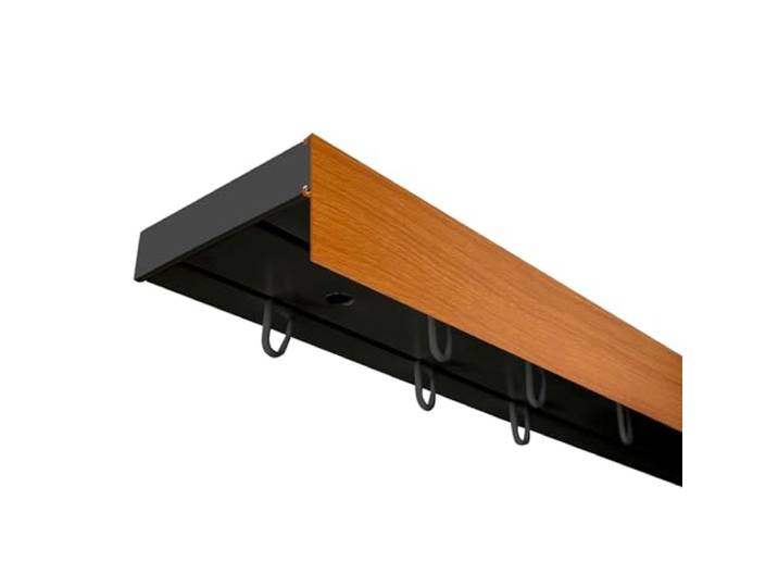 SN Deco Vorhangschiene SH 2-läufig Kirsch Blende 7.5cm, Schwarz, 120cm