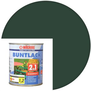 Wilckens Lackfarbe 2 in 1, Buntlack, 0,75l, moosgrün RAL 6005, innen & außen, seidenmatt