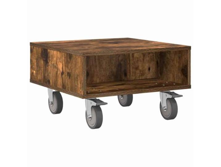 Favemtsl Beistelltisch mit Rollen Geräucherte Eiche 50,5x50x30 cm Kompakter Sofatisch für Wohnzimmer und Schlafzimmer mit 4 Rädern und praktischem Stauraum für Bücher und Deko.