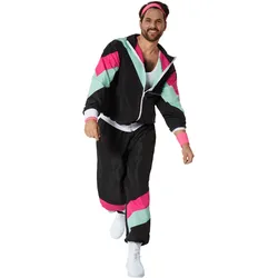 tectake® Herrenkostüm Retro 80er 90er Jahre Jogginganzug