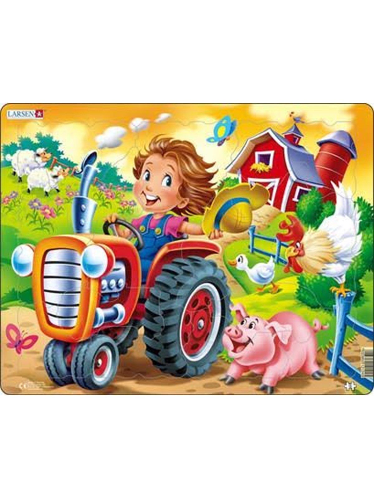 Larsen Puzzles Puzzle Kind auf Traktor - 15-teilig, Maxi (36.5 2D Puzzles