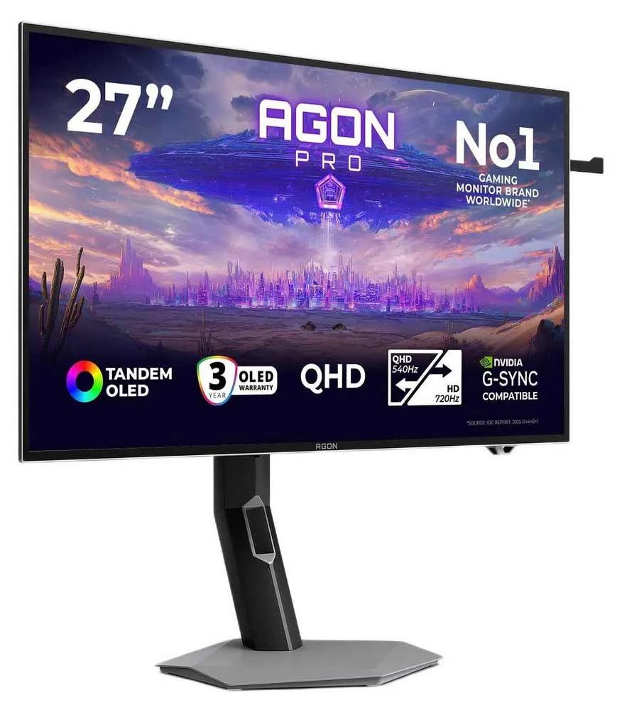 AOC AGON PRO AGP277QKDC, 67,3 cm (26.5"), 2560 x 1440 Pixel, Quad HD, OLED, 0,03 ms, Grau