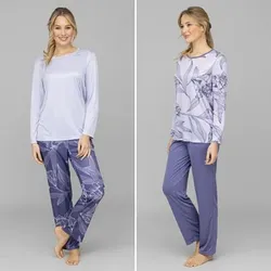 LITTLE ROSE 2 Pyjamas, 1/1-Länge Mikrofaser floraler Druck Flockdruck