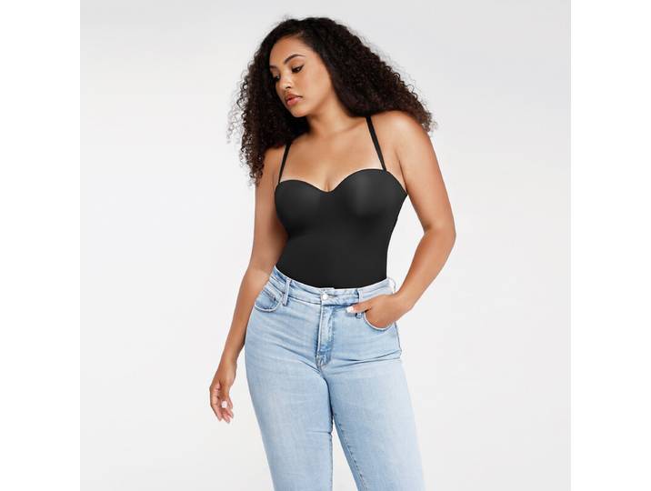 Feelingirl Haut de body thong armé, sans sangle amovible, sculptante taille et ventre - Noir - Taille L