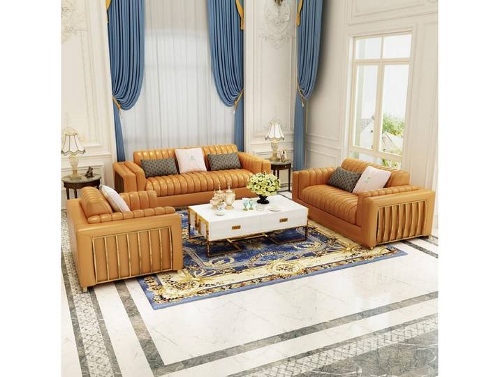 Xlmoebel Polstergarnitur Luxuriöse Ledersofa-Couch in modernem Design und hoher Bequemlichkeit, (Sofa 3+2+1Sitzer), Hergestellt in Europa