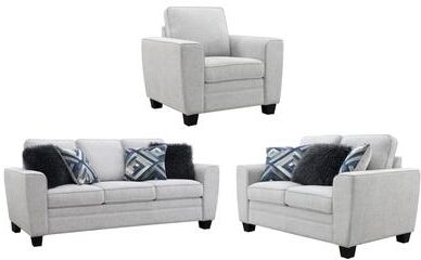 Furniture of America Maevy 3-Piece Taupe Chenille Sofa Set with Accent Pillows