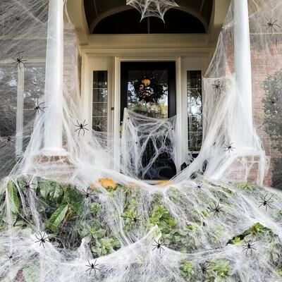 Uplift Essentials 200 Sq Ft Stretchable Spider Webs With Fake Spiders For Halloween 200 Sq Ft Stretchable Spider Webs With Fake Spiders For Halloween