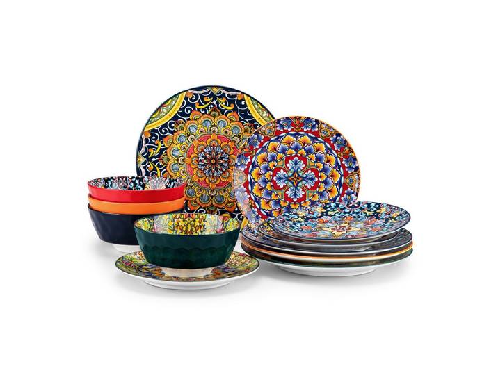 vancasso Geschirr-Set Tafelservice für 4/6 Personen, Porzellan, BOHO-Stil (12-tlg), 4 Personen, Porzellan