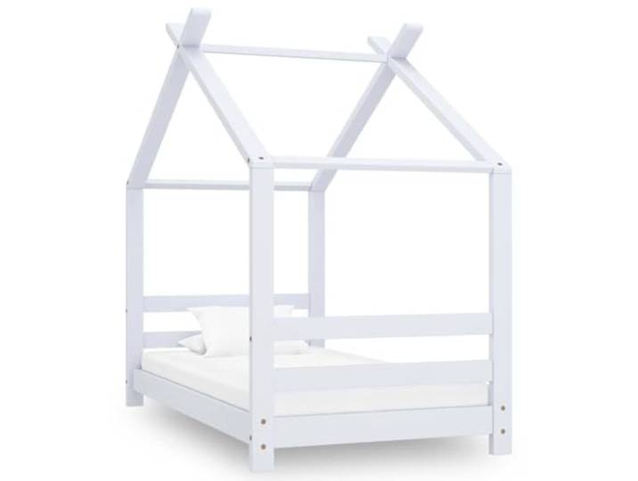 KGTKGTYER Kinderbett 70x140 cm Kiefer Massivholz Hausbett Weiß Massivholzrahmen, Baumhaus-Optik, Für Spielbereich & Leseecke