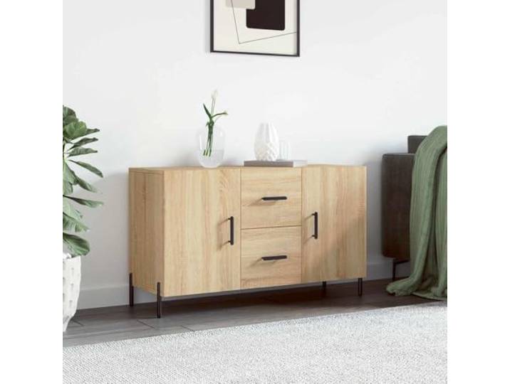 HEFZGDB Sideboard Sonoma-Eiche 100x36x60 cm mit Metallbeinen und Holzwerkstoff, Sideboard mit Wandhalterung und Stabilität für Dekoration und Aufbewahrung, Modernes mit Stauraum und Türen