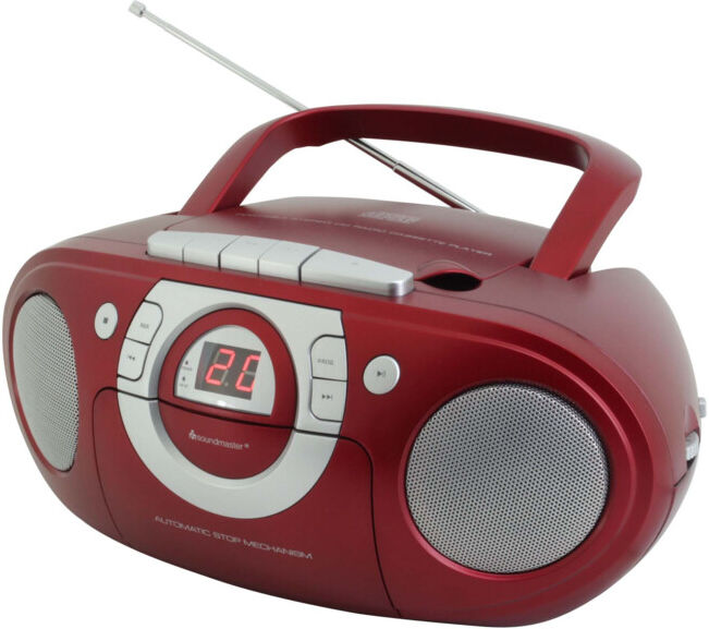 Soundmaster Boombox CD SCD5100RO rouge, lecteur cassette FM (SCD5100RO)
