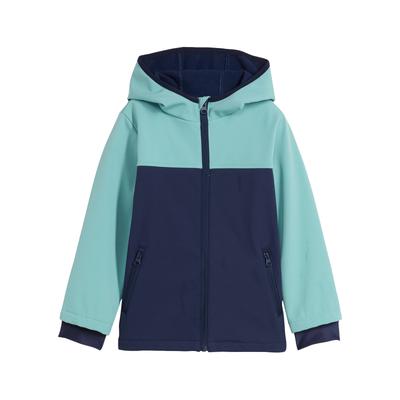 Softshelljacke BONPRIX, Jungen, Gr. 104/110, bunt (dunkelblau, helltürkis), Obermaterial: 92% Polyester, 8% Elasthan, Jacken Softshelljacke, mit Thermo-Ausstattung, für Jungen, aus Polyester und Elasthan
