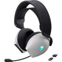 Alienware Tri-Mode Wireless AW725H Lunar Light, Gaming-Headset weiß, Hi-Res Audio, Bluetooth, 2,4 GHz, Kabel