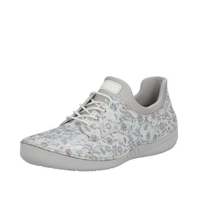 Slip-On Sneaker RIEKER, Damen, Gr. 41, Textil, bunt (hellgrau multi), Lederimitat, Schuhe, Slipper, Halbschuh, Freizeitschuh mit floraler Musterung