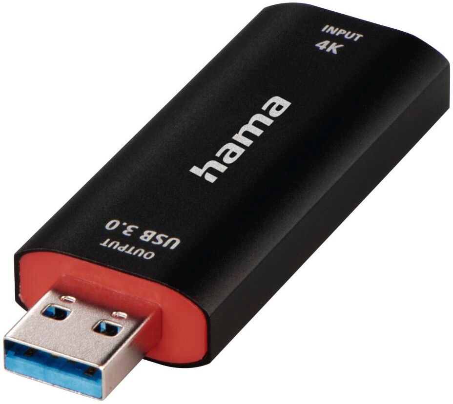 Hama Video-Adapter "Video-Aufnahme-Stick, USB-Stecker - HDMI™-Buchse, 4K Video-Converter", schwarz, B:14cm H:3,5cm T:23cm, Adapter, Video-Adapter
