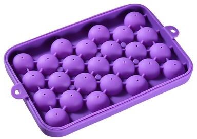 Universal Stock Cavity Silicone Ice Cube Tray With Lid Reusable Ice Ball Mold For Fruit Infused Drinks purple