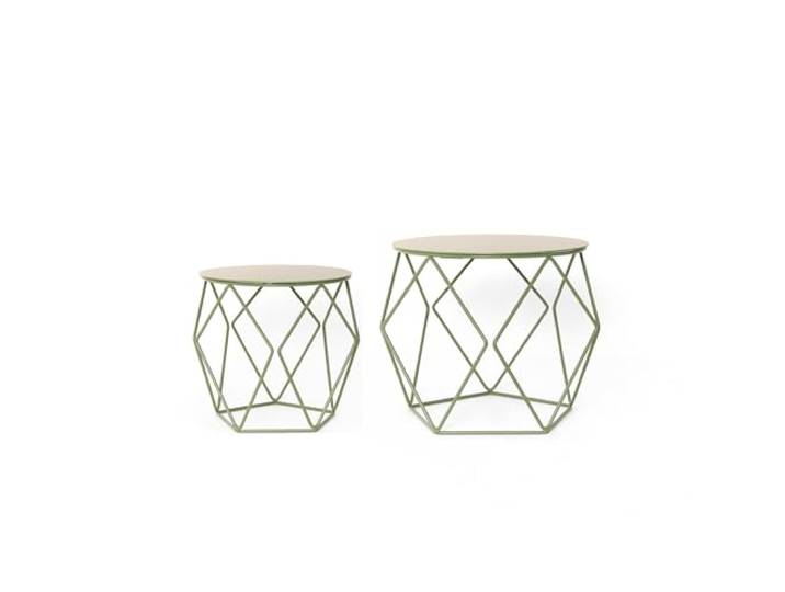 MYWIRE® Couchtisch Sanna - 2er Set (2er Set, Resedagrün - Metallplatte)
