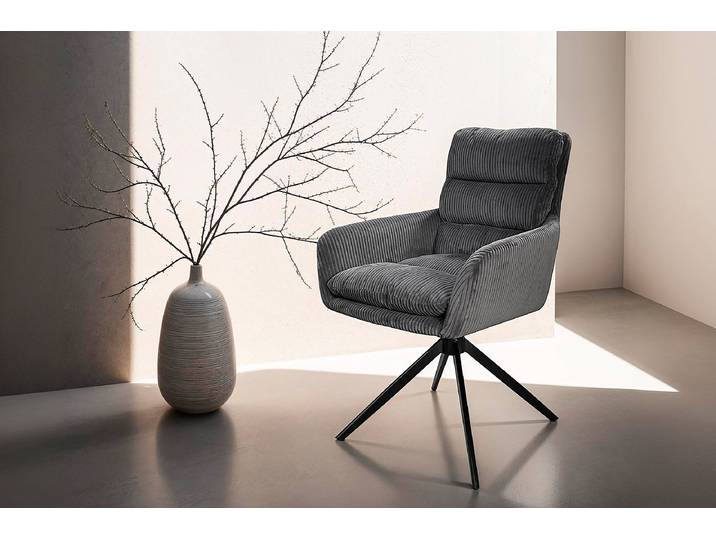 Chaise à accoudoirs pivotante Phraya 58 x 88 x 64cm Gris/Noir/Gris foncé