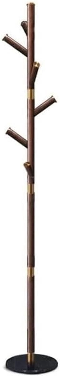 Houten Kapstok Staande Garderobe met Marmeren Basis - Walnoot - Hoogte: 175 cm