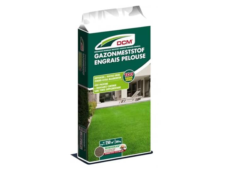 DCM Gazonmeststof - voeding 20 Kg-250 m² - Voor een Diepgroen Gazon zonder Extra Maaibeurten