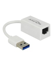 Delock Adapter USB 3.0 Typ-A> 1 x Gigabit LAN RJ45 kompakt weiß 5.000 Mbps Duplex Voll-Duplex Halb-Duplex Ethernet 2.0 MDI Port-Erkennung (65905)