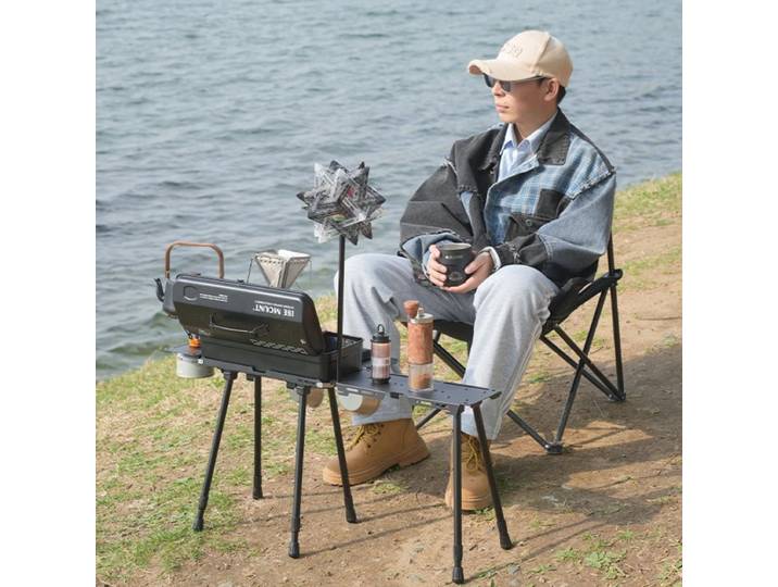 Table de pique-nique pliante tactique ISE MOUNT pour l'extérieur, table de camping portable, pliable, extensible, diversifiée, avec support pour lampe