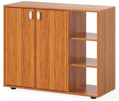 Costway 3-Tier Shoe Cabinet with Doors with Adjustable Open Shelves for Entryway-Natural