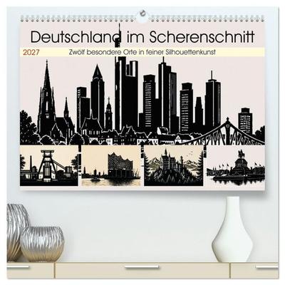 Deutschland im Scherenschnitt (hochwertiger Premium Wandkalender 2027 DIN A2 quer), Kunstdruck in Hochglanz
