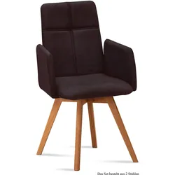 ARMLEHNSTUHL (2er-Set) Dinah 52x92x60 Eiche geölt/Espresso