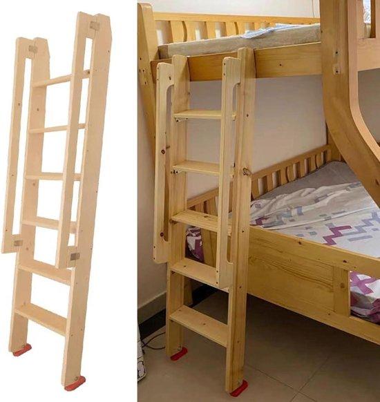 Stapelbettleiter - Hochschlafleiter - Sicheres Klettern - Extra breite Saiten - 200 cm Höhe - Holzfarbe