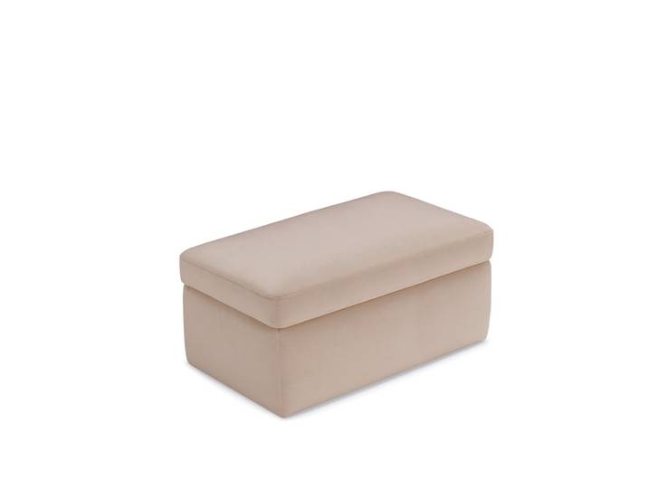 Pouf de rangement fabriqué en Italie en velours camel 85x45 cm