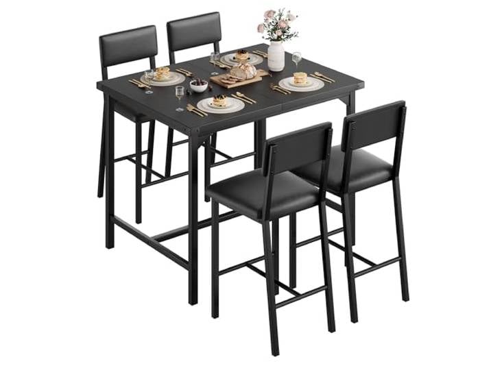 GarveeHome Platzsparendes Esszimmer-Set Für 4 Personen Rechteckiger Küchentisch mit Bank & 2 Stühlen, Landhausstil mit Ablagefach & Schubladen