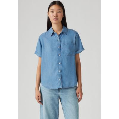 Hemdbluse LEVI'S "DARLENE SS SHIRT", Damen, Gr. L (40), fire bar, Web, Obermaterial: 100% Lyocell, figurumspielend normal, Aufschlag, Blusen Hemdbluse, im Jeans-Style