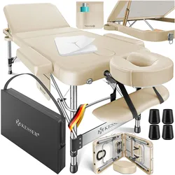 KESSER® Mobile Massageliege klappbar & höhenverstellbar 3 Zonen Massagebett Massagetisch Kosmetikliege Breit Therapieliege Aluminium + 10x Gesichtsauflage mit Kopfstütze Armlehnen & Tasche