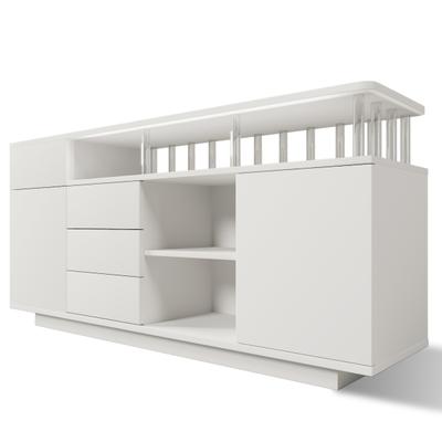 MODFU Sideboard MDF Weiß mit LED-Beleuchtung und Acrylstützen, 160 x 40 x 75 cm