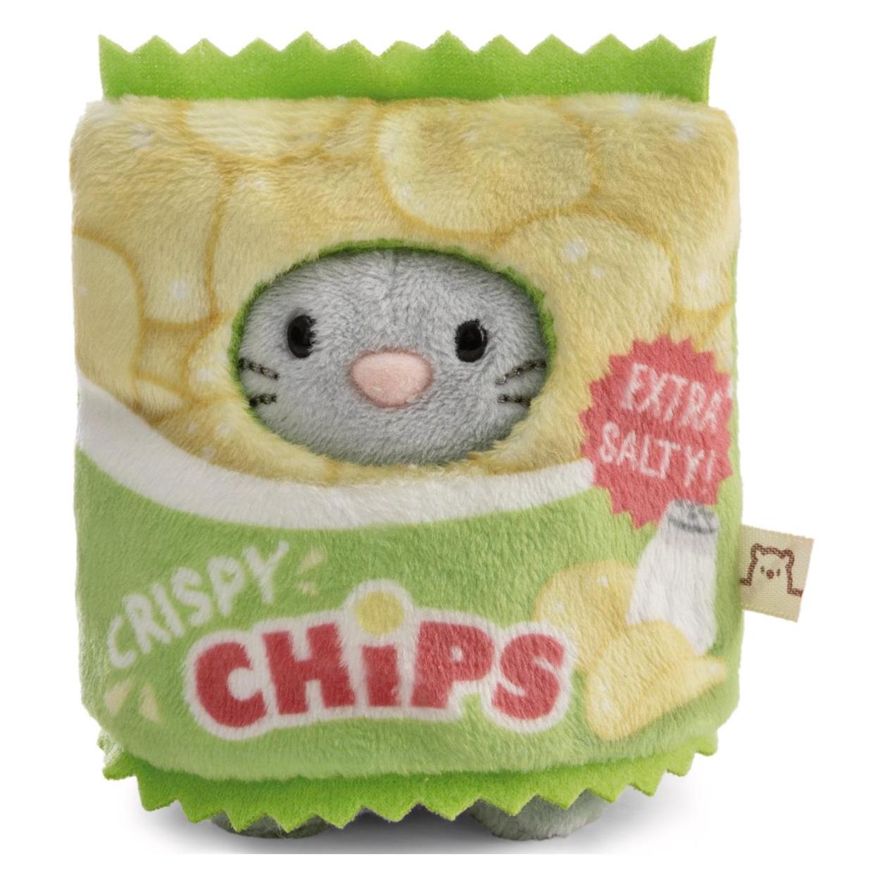NICI plush toy mouse Nibbli with chip and chips bag costume 8 cm (8 cm) (63381)
