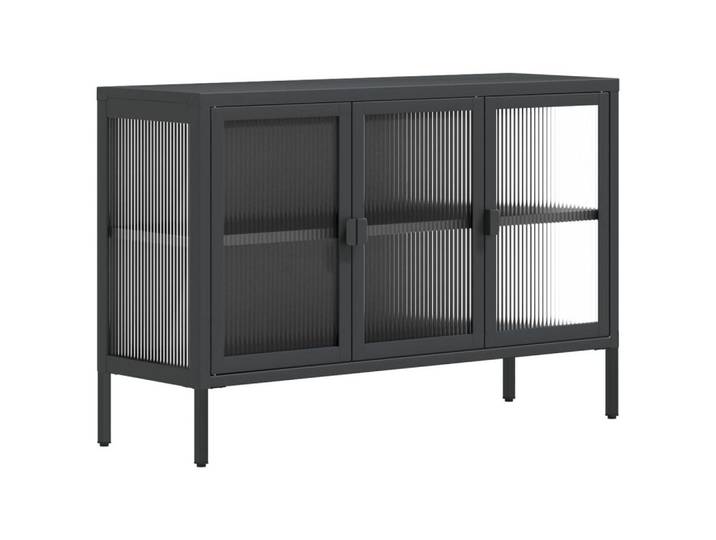 vidaXL Sideboard Sideboard Schwarz 105x35x70 cm Glas und Stahl