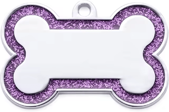 Inspire Picks SparkTag Custom Glitter Pet ID Tag Double Sided Personalized Dog & Cat Name Pendant purple l 47x30mm