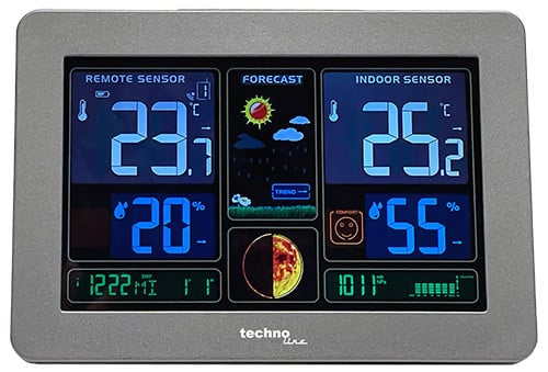 Technoline WS 6469 Binnenthermometer en Barometer, Zwart, 159 mm