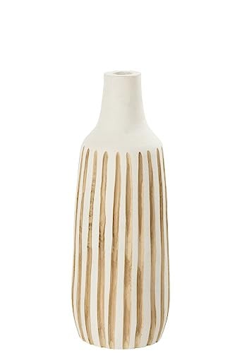 J-Line Vaas Ying Hout Wit Medium - Hoogte: 45 cm