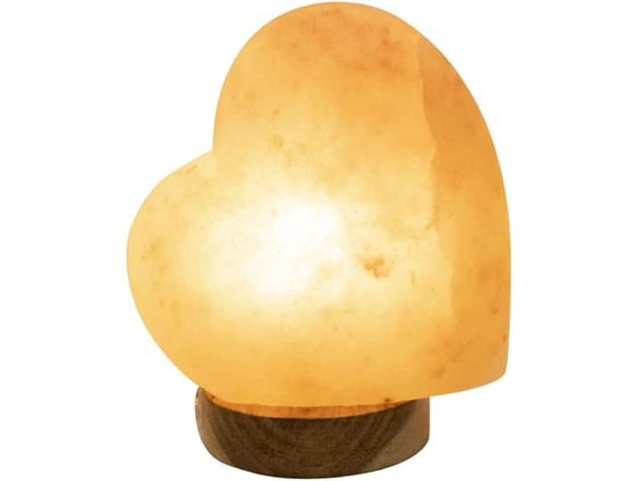 GLOBO Salzkristall Lampe Tischlampe Salzkristalllampe Salzsteinlampe Salzlampe Herz Form Fassung E14 28308