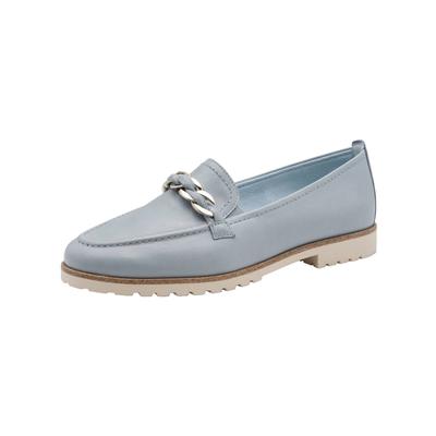 Slipper TAMARIS "Tamaris Slipper Leder", Damen, Gr. 40, hellblau, Leder, Schuhe Slipper