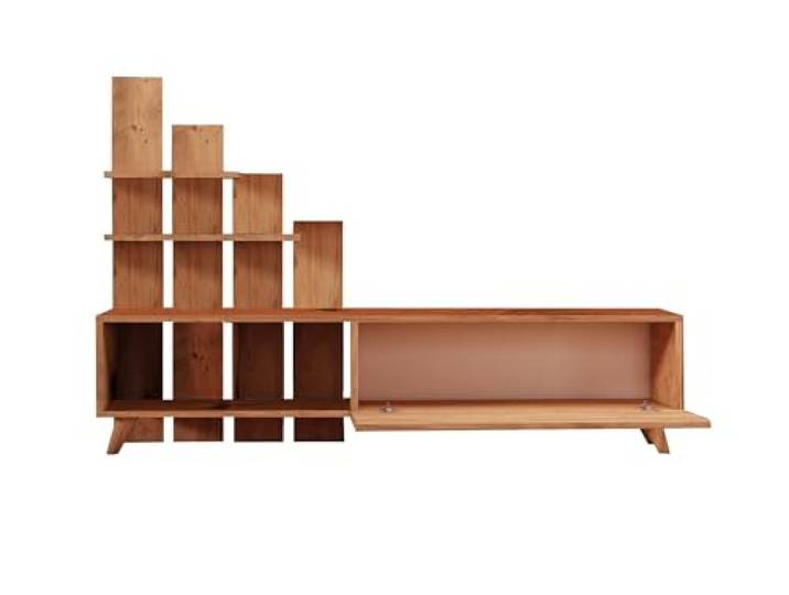 Hanah Home Moderner TV-Ständer, Atlantische Kiefer, 160 x 115 x 33 cm 100% melaminbeschichtete Spanplatte, 18 mm dick Stilvolles und funktionales Design für Wohnzimmer