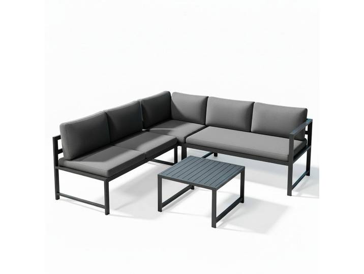 Mucola Gartenlounge-Set Ecksofa Aluminium mit Liegefunktion & Loungetisch wetterfest, (Gartenlounge-Set, 3-tlg., 3-teiliges Gartenlounge-Set), verstellbare Sitzfläche, Liegefunktion, Aluminiumgestell