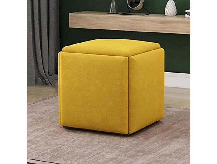 Quadratischer stapelbarer Sofasessel - 5 in 1 Nesting Ottoman Hocker, Cube Fußstütze Sitz, umwandelbarer Ottomane für Wohnzimmer Schlafzimmer - Fußhocker, Stapelbarer Hocker - Vielseitige & Stilvolle