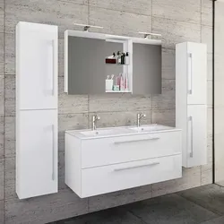 Badezimmermöbel Set weiss in modernem Design 150 cm hoch (vierteilig)